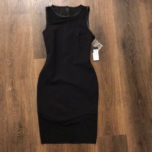 Guess Ponte Mesh Black Body Con Dress